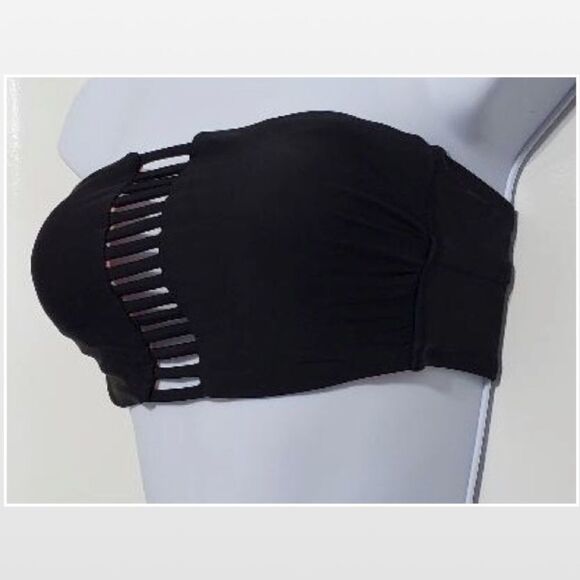 Xhilartion Swimwear Bikini Bandeau Top Womens Small Petite Black Bathing Suit - Picture 7 of 16